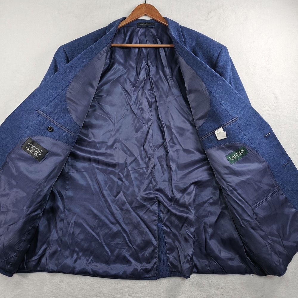 Ralph Lauren LRL Blazer Men's 52R Sport Coat Jacket Polyester Linen Blend Blue - Picture 8 of 12